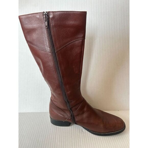 Fatte a mano Cognac Brown Leather Riding Boots Size 38.5 Made In Italy 8 - Picture 8 of 14